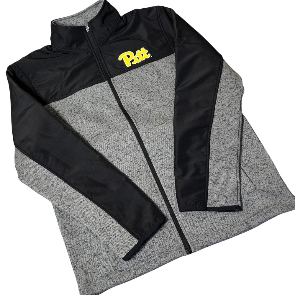 NEW Captivating Pitt Panthers Mens L Full Zip Jacket Gray Black Mixed Media NCAA